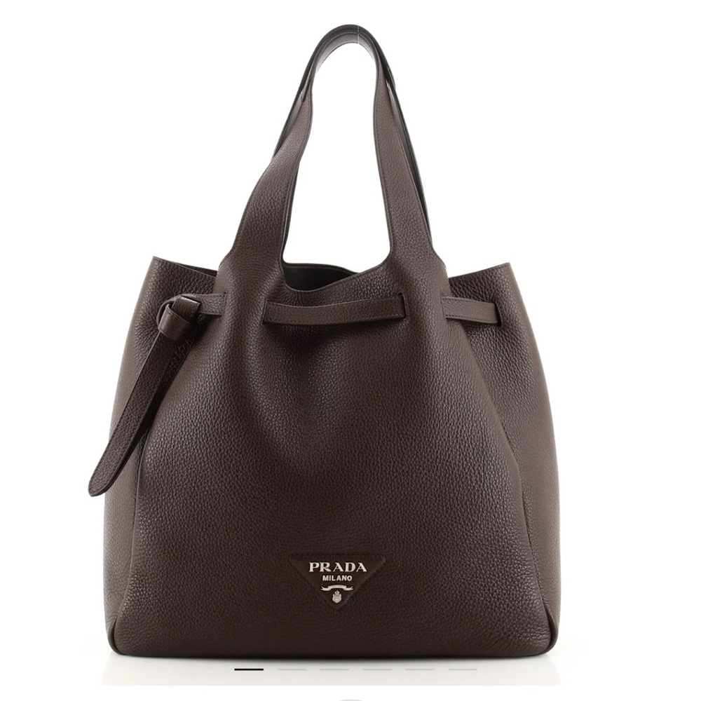 Prada Flou Dynamique Dark Brown Leather Bag AUTHENTIC